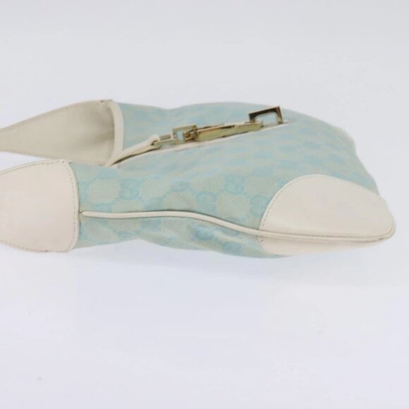 GUCCI Jackie GG Canvas Shoulder Bag Light Blue Gold 001 4057 Auth ki6112 - Picture 6 of 16